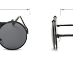 Napxon new Vintage Round Steampunk Sunglasses Flip-Up UV Protection Metal Frame Men