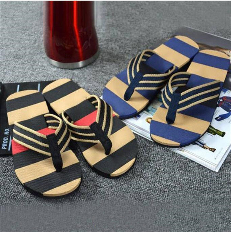 Napxon fashion Men Summer Stripe Flip Flops Shoes Sandals