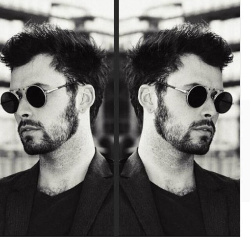 Napxon new Vintage Round Steampunk Sunglasses Flip-Up UV Protection Metal Frame Men