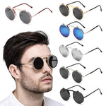 Napxon new Vintage Round Steampunk Sunglasses Flip-Up UV Protection Metal Frame Men