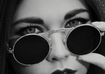 Napxon new Vintage Round Steampunk Sunglasses Flip-Up UV Protection Metal Frame Men