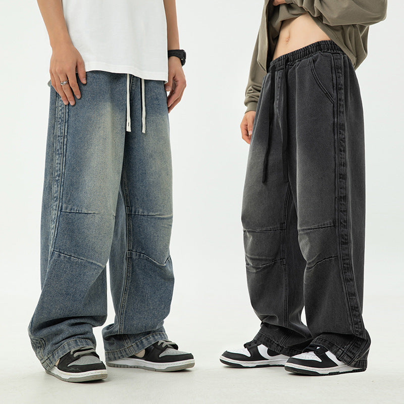 Napxon man Pair Pleated Japanese Drawstring Trousers